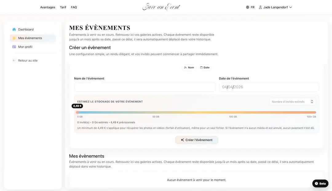 Créez votre évènement desktop