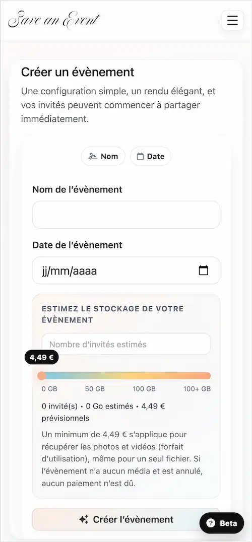 Créez votre évènement mobile